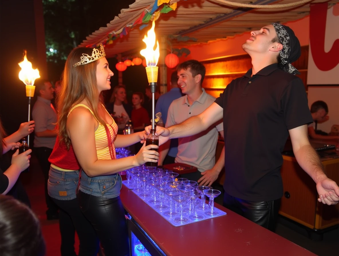 Flaming drink service